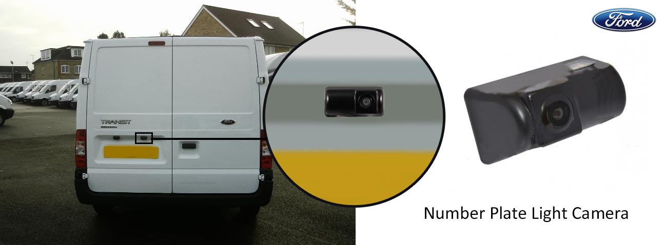 Ford Transit reversing rear view number plate light camera